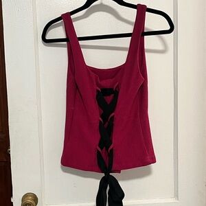 Anthropologie Maeve Fuchsia and Black Lace-Up Stretch Bustier